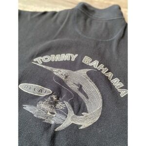 Tommy Bahama Sweater‎ Men M Black Pullover Quarter Zip Sweatshirt Embroidered**